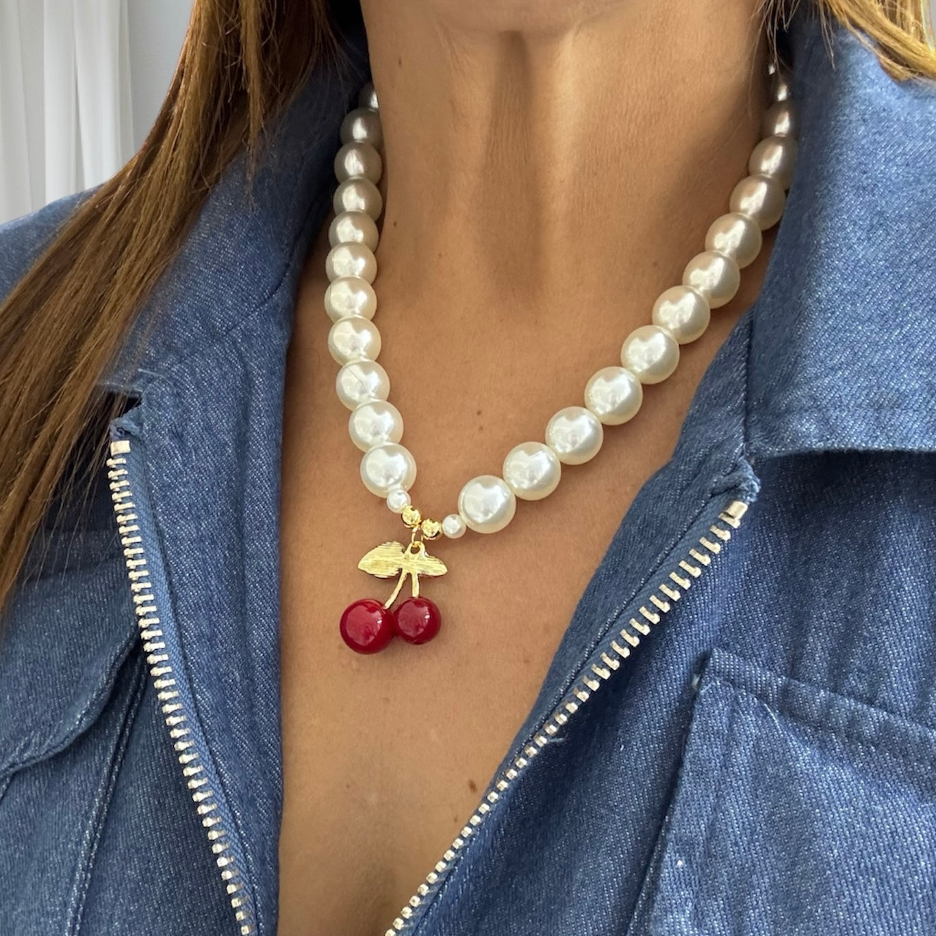 Cherry pearl necklace